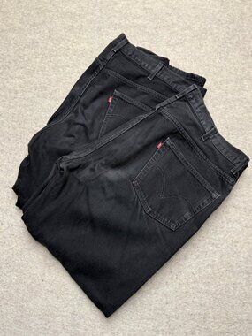 Levi's Relaxed Fit 550 Black Denim Jeans Lot Straight Leg Baggy Classic Men 44